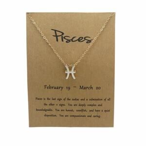 Pisces Pendant Necklace Gold Zodiac Horoscope Necklace